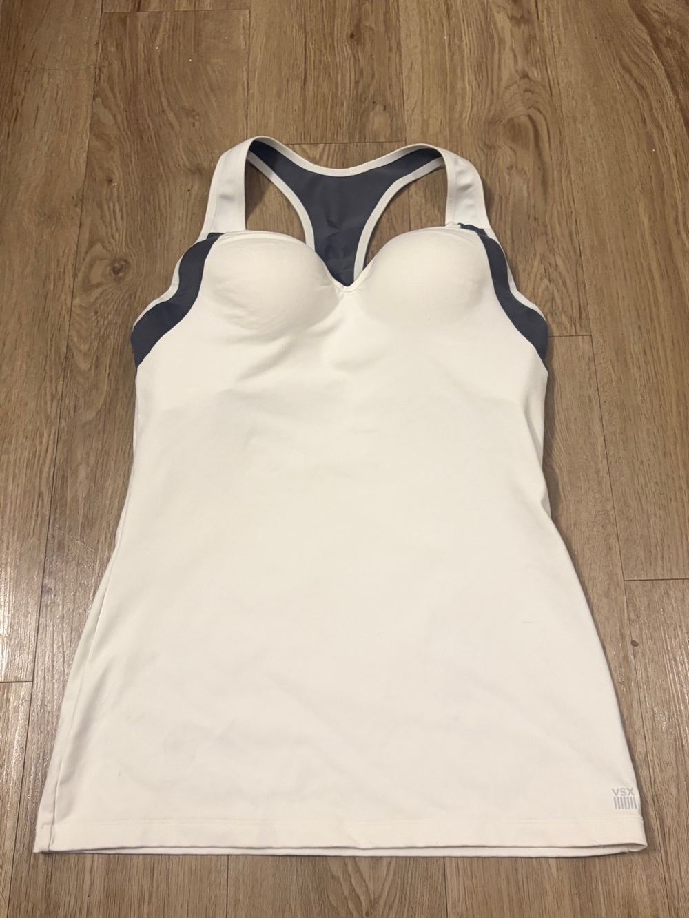 Victoria’s secret VSX White and Dark Gray Racerback Tank with Built-in Bra
